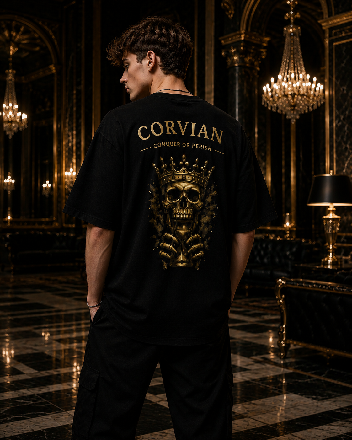 FIRST SIN Oversized Heavyweight Tee – Black/Gold | CORVIAN